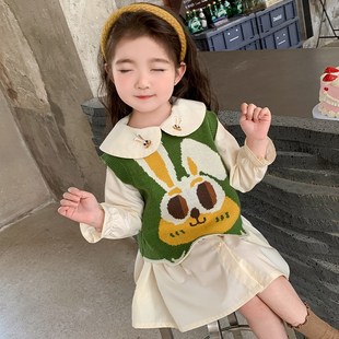 公主裙 儿1童百搭子裙2童韩版 速发宝宝兔子2甲裙套装 20马春秋新款