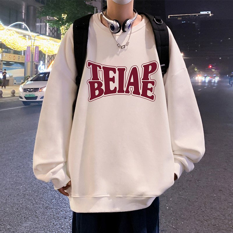 速发无帽打领卫衣男春套头宽松2024新男慵懒风美式款生圆底衫