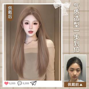 全新升级亚麻金长直发无需发网自然蓬松彷真人发挑染潮流icon假发