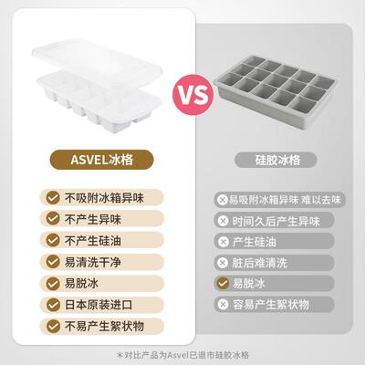 日本asvel进口小冰格大号冰块模具 食品级制冰格冻冰块神器制冰盒