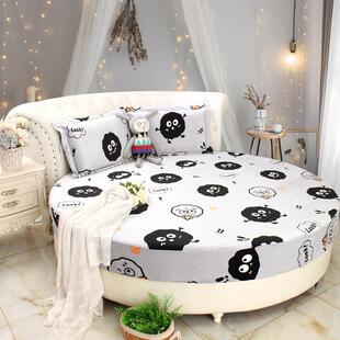 冬季保暖圆床席梦思保护套圆床床笠牛奶绒水晶绒圆床单床套可定制