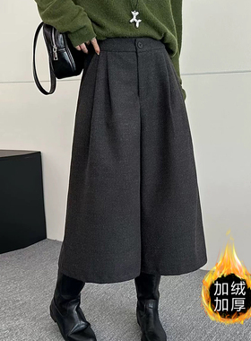 欧货灰色高腰显瘦七分阔腿裤秋冬款气场强大2026超火轻奢减龄洋气