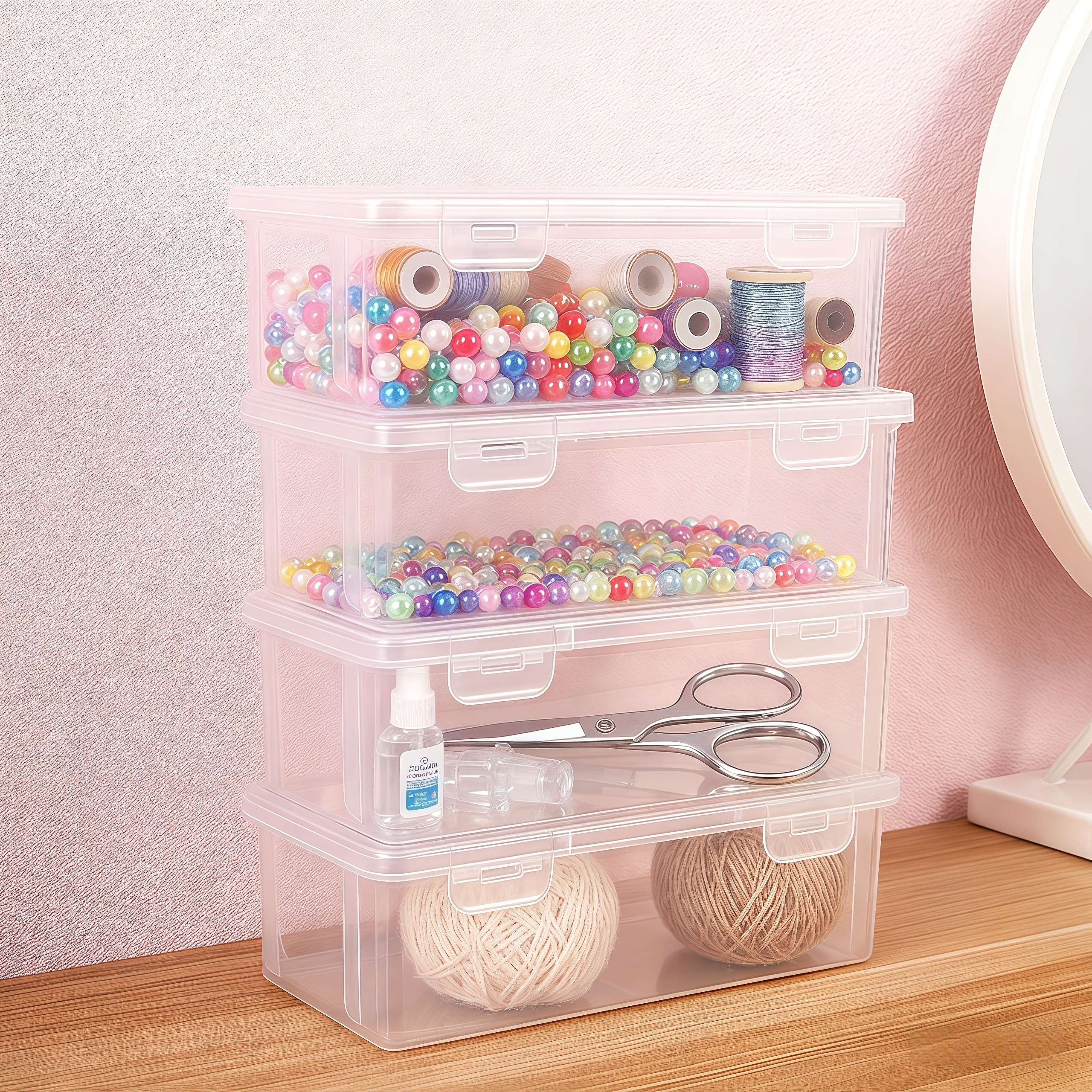 珠子手工收纳米珠配件收纳盒钻石串珠透明饰品美甲大容量首饰盒