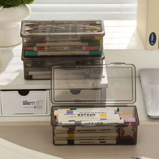 笔盒收纳盒整理铅笔盒收纳马克笔大容量笔袋卡片收纳盒黑色文具盒