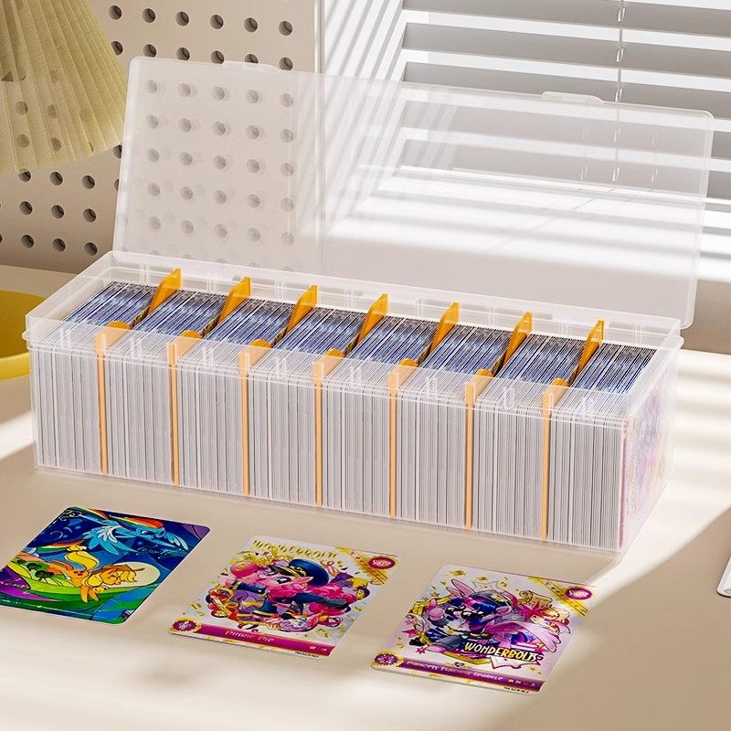卡片收纳盒适用小马宝莉游戏王奥特曼卡牌透明防尘带盖小卡盒卡册