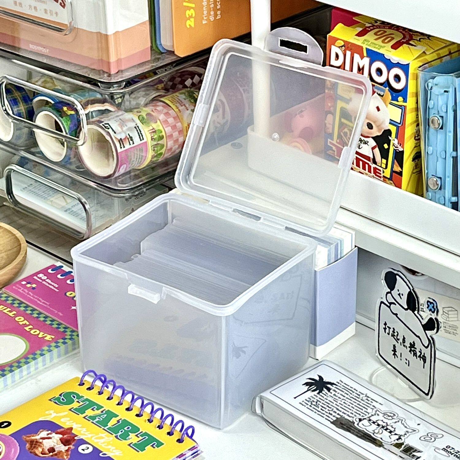 透明大容量翻盖收纳盒咕卡卡套小卡卡膜收纳整理盒子多功能防尘盒