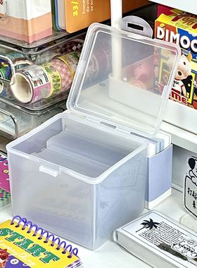 透明大容量翻盖收纳盒咕卡卡套小卡卡膜收纳整理盒子多功能防尘盒