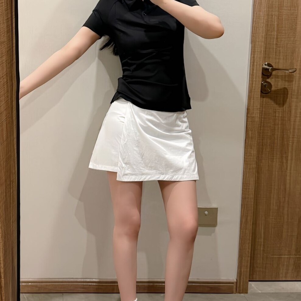 精品 夏季薄款速干高腰A字女士半身裙裤不对称假两件短裙显瘦减龄