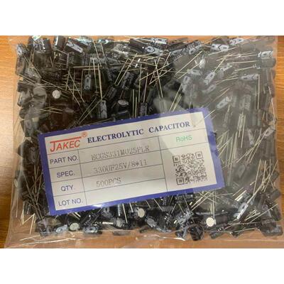 JAKEC全新电解电容25V330UF 25V 330UF 8*11 500个/包=32元