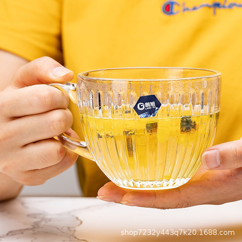 烟灰色牛奶杯茶色早餐杯大容量酸奶燕麦泡花茶大肚玻璃水杯高颜值
