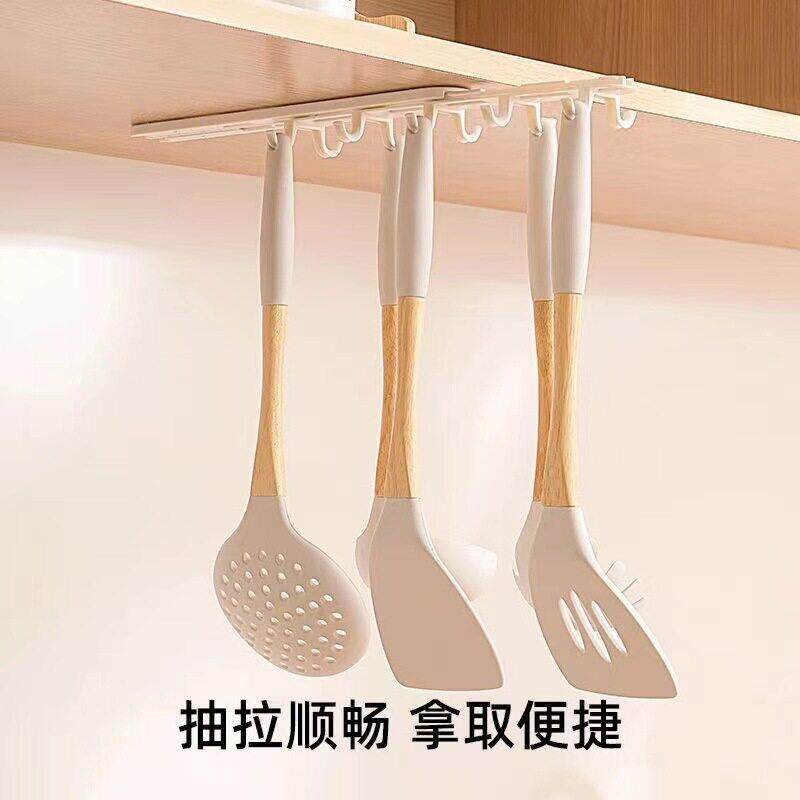 厨房橱柜顶棚无痕挂钩厨具餐具收纳粘钩天花板吊柜吊顶强力6连钩