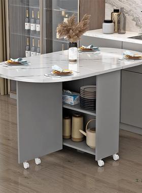 用方折UQV叠功餐桌小户型可移动带轮长形超薄多能餐家厅宿舍吃饭