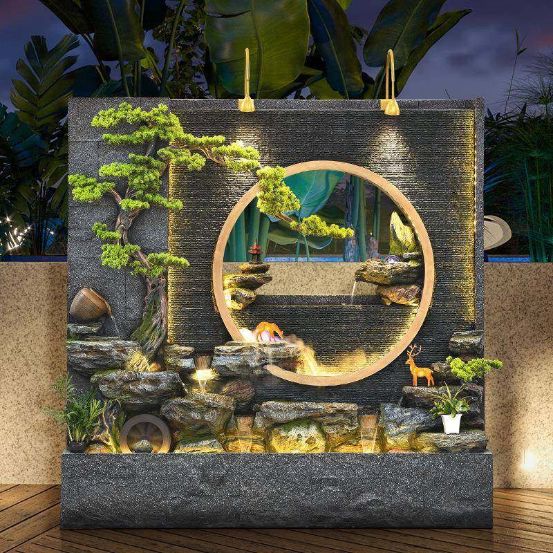 大型水幕流HFB水屏风户外别墅庭院假山喷鱼池墙摆件玄关断隔泉水,家居饰品,流水摆件,淘宝优惠券,粉丝福利购,淘宝优惠卷