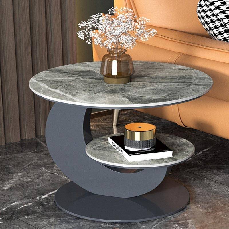 轻奢沙发岩板边几双层LPV茶几现代宿床圆客厅餐厅角几小桌头边柜