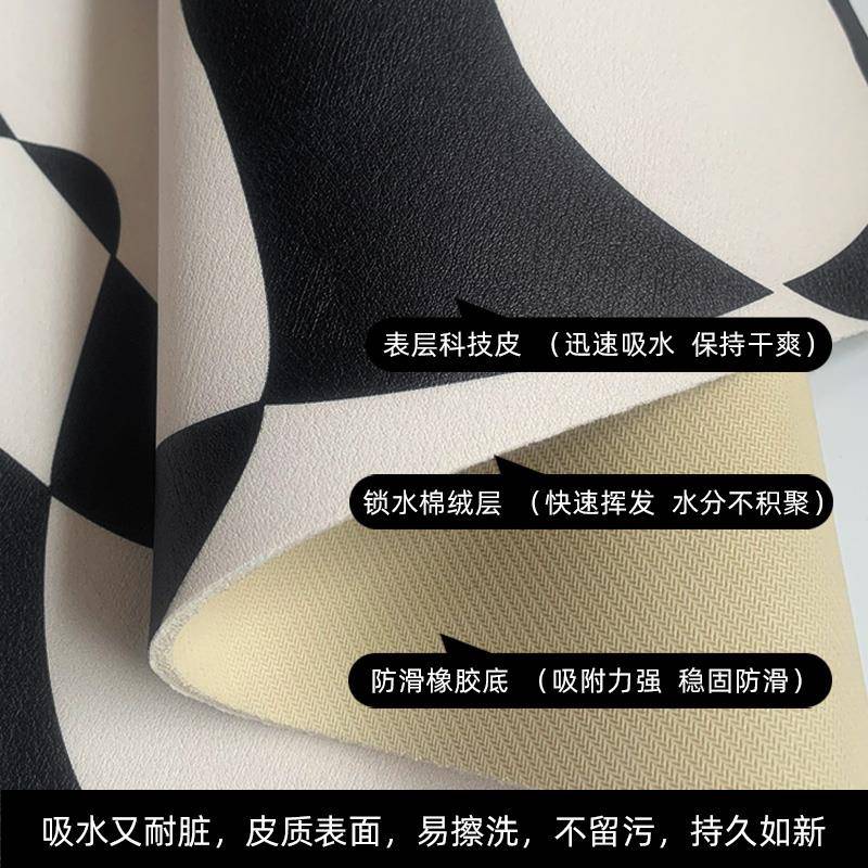kt科技皮革厨房地垫防水防油可擦免洗耐脏长条地毯防滑防污脚