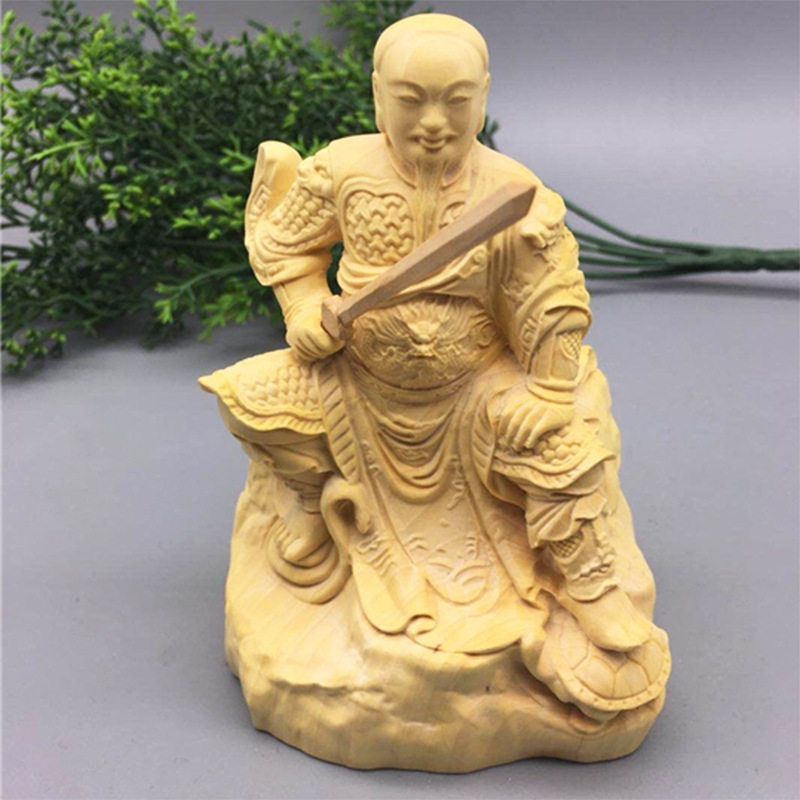 黄杨木雕实木雕刻用品神像玄天上帝真武大北帝荡魔天尊随身佛摆件