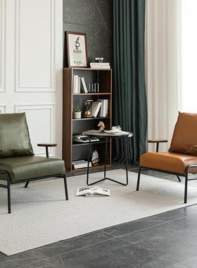 单人沙布发铁简约客厅阳台卧室接待科技懒人意式简休闲艺极皮t692