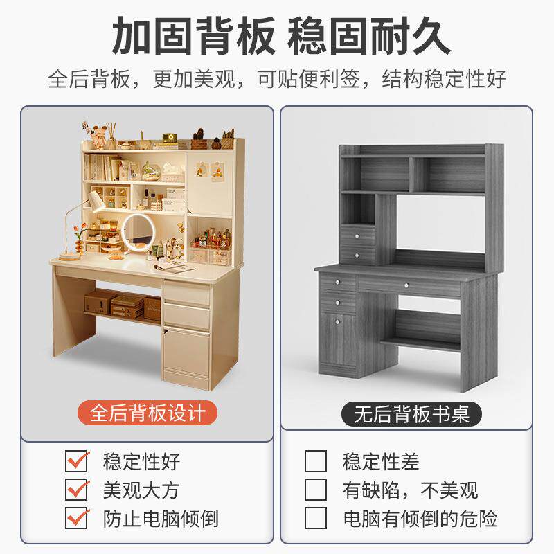 电脑一桌梳妆台一体卧室现简约化代书桌CSP化妆桌二合妆柜镜床边