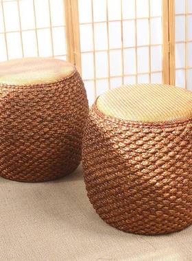 矮沙凳藤编草编圆GXL凳子榻榻米椅子茶发椅凳子客厅板凳凳小子凳