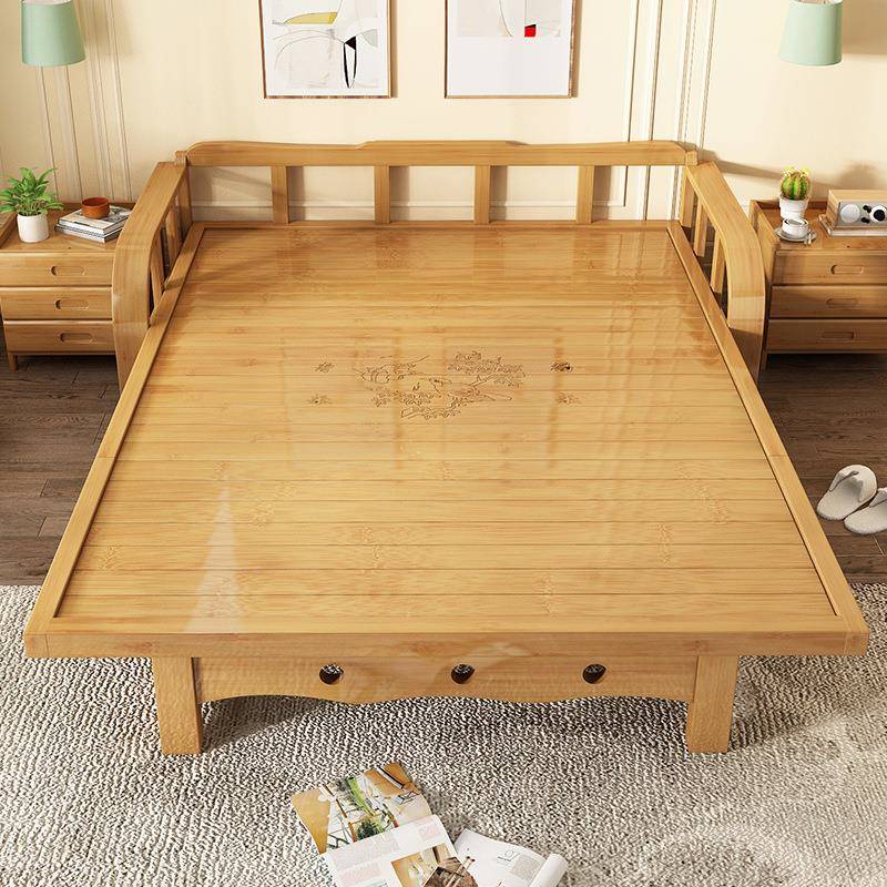 竹床折叠床单人UUN睡双人办家用公室午休午实木凉床租房易硬板小