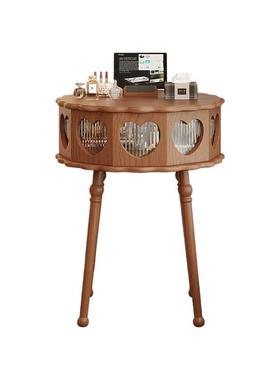 实木化妆桌法式子古化桌复隐藏式镜可旋转落BFO地圆妆台翻盖小户