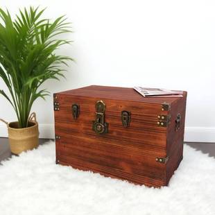 复带古原木箱旧锁实木箱定制仿古箱子饰木箱860号储物装箱收纳箱