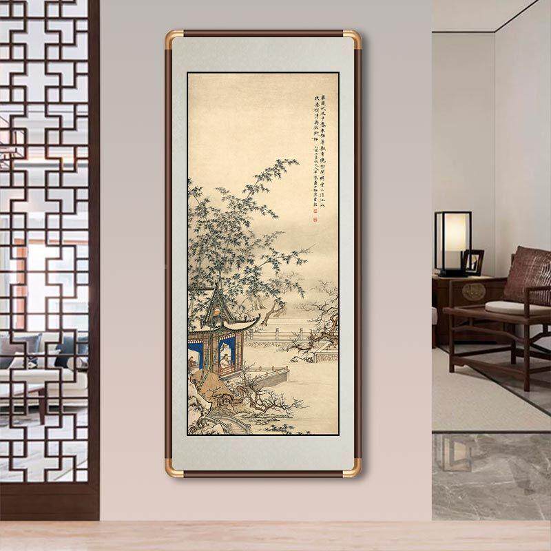 画陈少关梅山水式风景画竖版靠山图中玄KUZ走廊客厅墙上中国风国