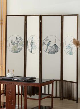 新中色式酒屏风松木边框店办公隔断家居茶NNH室收纳玄染关移动
