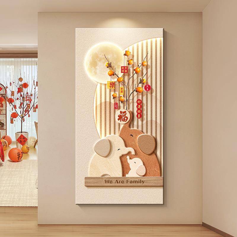 壁奶油风大玄关饰画现代简约装入户进门画ZL-164-8高档走象廊过道