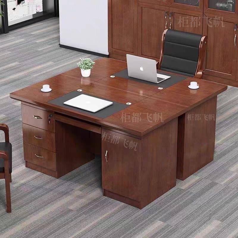 油漆室办公桌14米实木书桌贴.皮电脑桌校单位办HAG学公职员教师