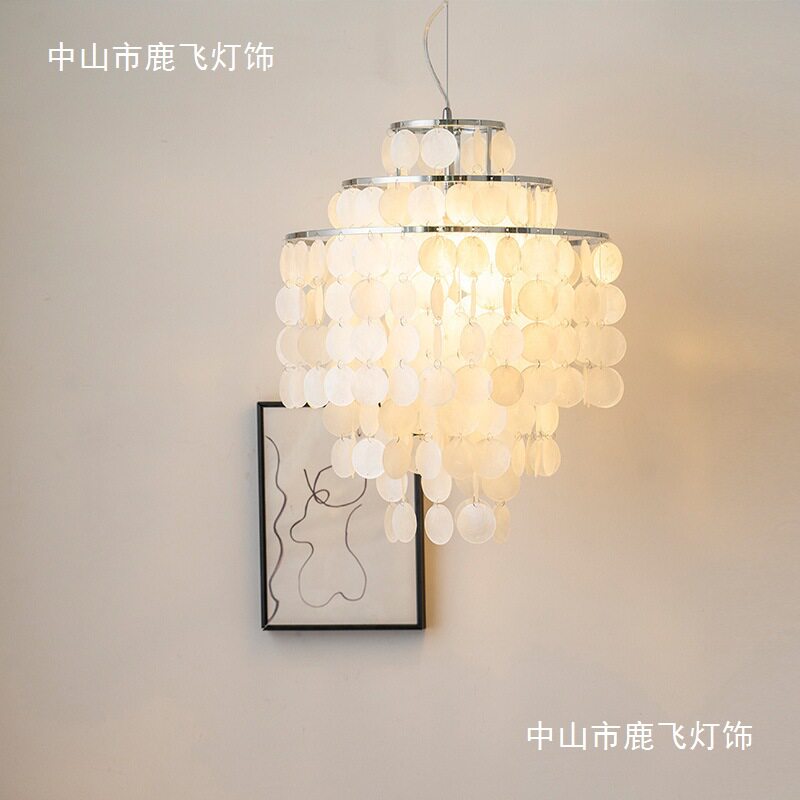 法式奶油风天然印尼进口贝壳吊灯中古风简约温馨客厅卧室装饰吊灯