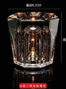202床新款创5钻意36329石水晶台灯清吧酒吧餐桌灯氛围卧室头小夜