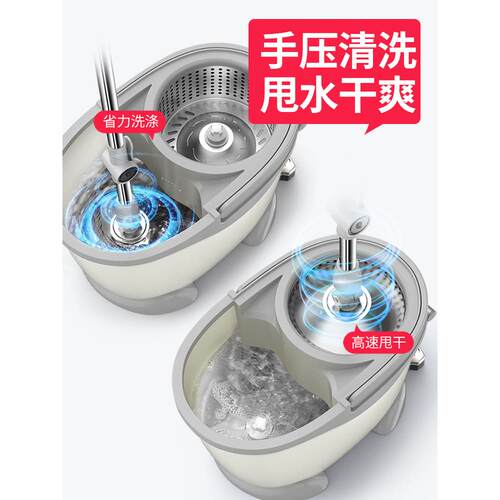 旋转拖把杆通一用自免F96T5MHS动甩水脚踩净拖布桶家用墩布拖懒人