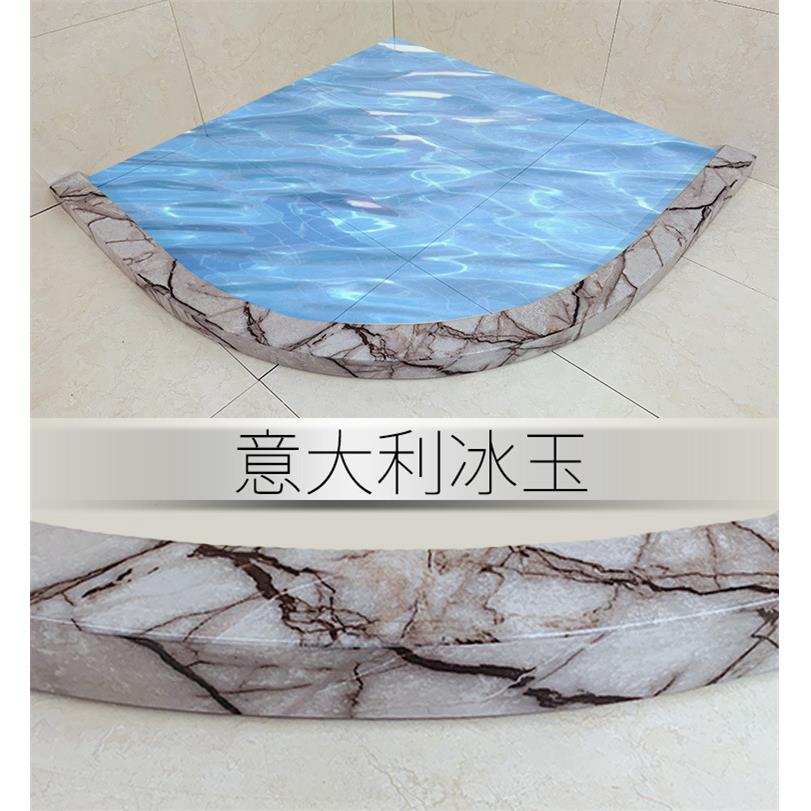 浴室浴弧形挡水条大房理石纹扇隔水玻璃隔断NXI防水石基淋卫生间