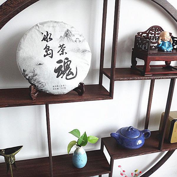 阁鸡翅实董木博古架现代小中式挂壁式挂墙上多宝茶HLO壶置物架仿
