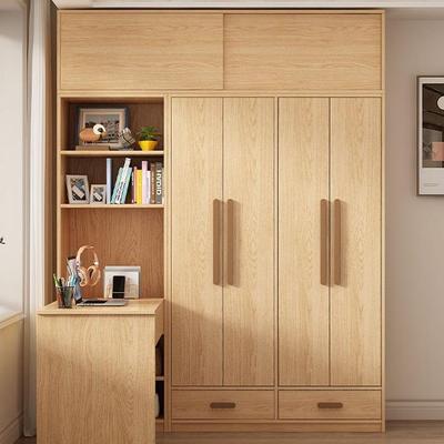 全实木转角桌衣柜一体组合小户型拐家FVH角带桌电脑卧室用定制书