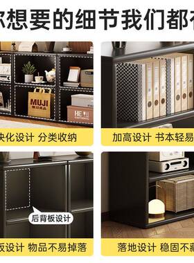 书架柜黑色格子中古风收纳柜储物柜一置体客厅书柜物落地靠无品牌