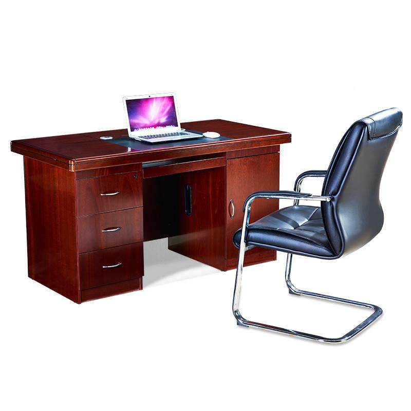 高档2单人油漆办公桌电脑桌老板桌贴纸木皮班台1.大办米1.C-14米