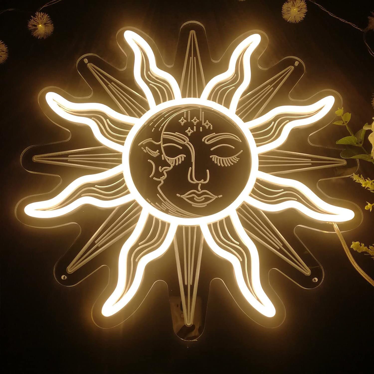 跨境霓虹灯 LED 标志,太阳霓虹灯,波西米亚风格墙壁装饰卧室宿舍
