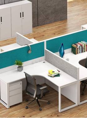 风屏办公LUA桌电脑4人办位桌职员桌简约现代公室桌椅组合可收纳