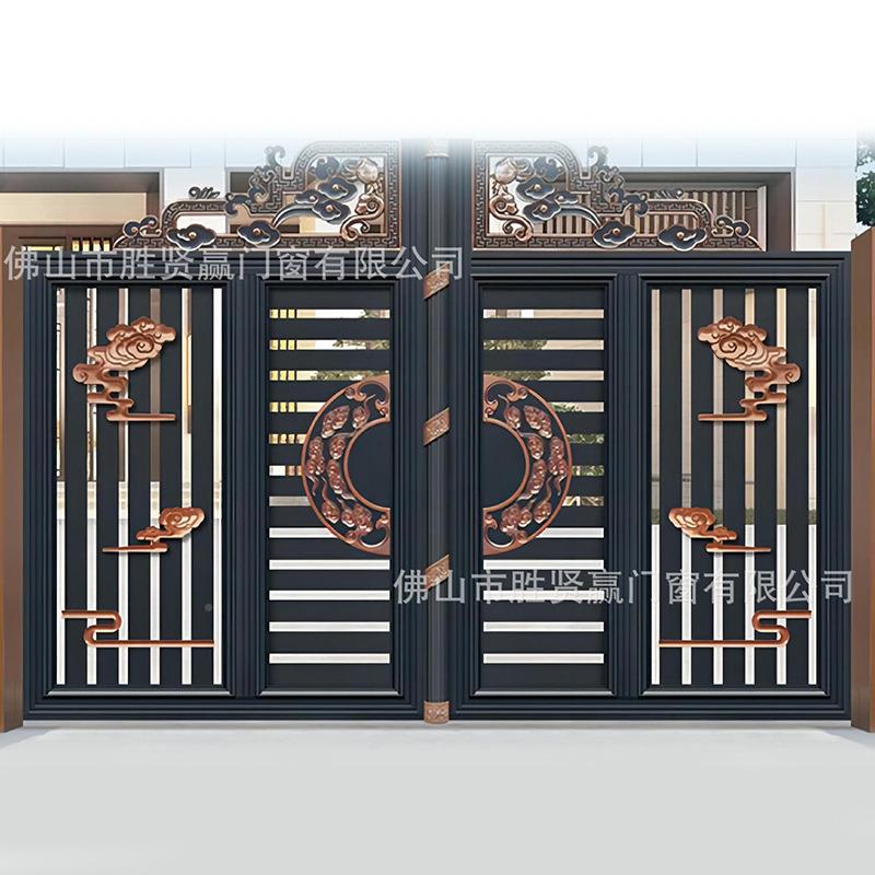 新中院式大建门全铝合金别UPF墅入户双大开门农村自房门庭别墅入