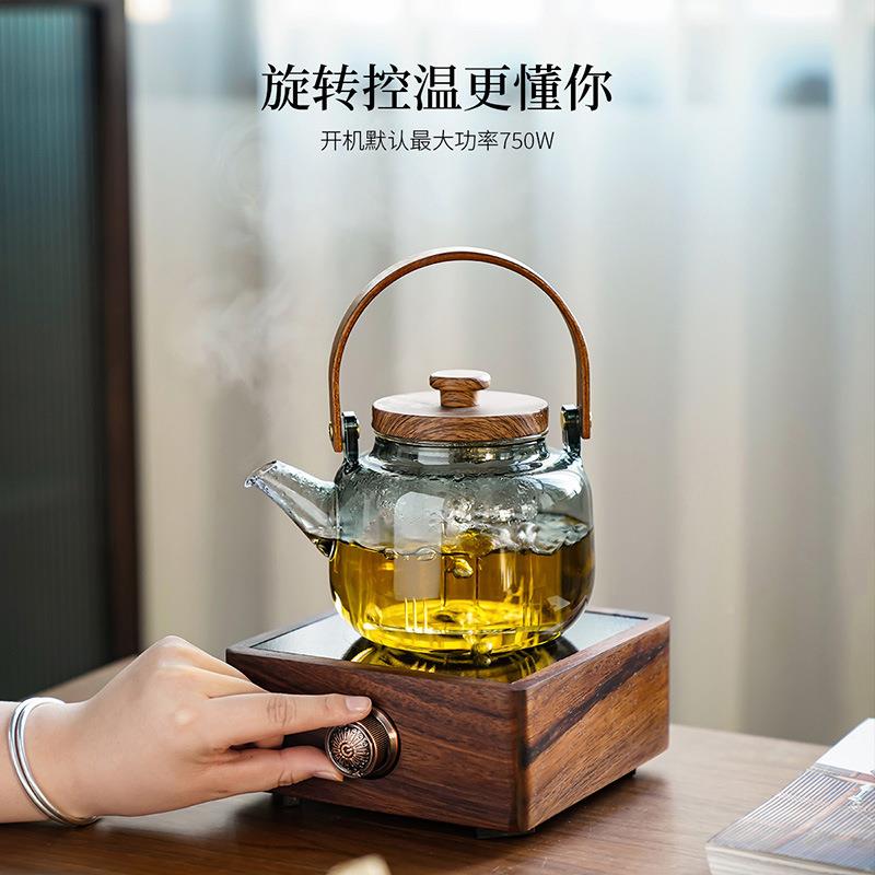 电茶陶煮茶套炉装XYDP819家用煮壶煮茶胡桃木茶炉玻璃茶壶炉煮茶