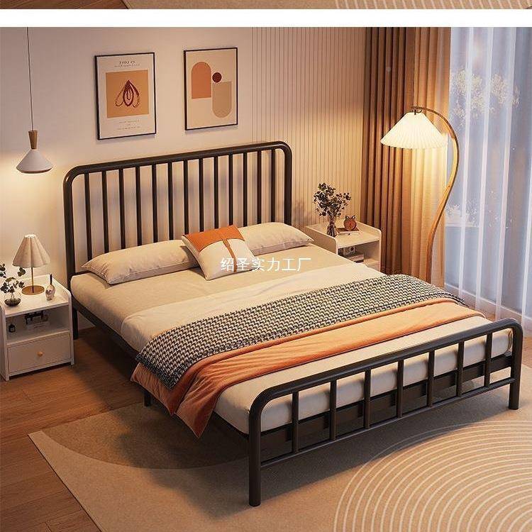 耐用简约铁艺床双人KIH床18米铁床单人1架5米1m铁.床家用出.租房