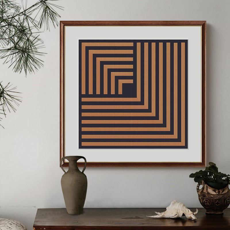 法式中古客厅装画现代抽象饰组玄关挂画书房矮柜B-447美式复合古