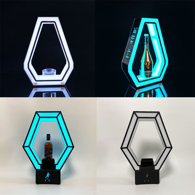 LED亚克力酒座威斯忌酒座展示架香槟架酒吧发光底座菱形道具KTV