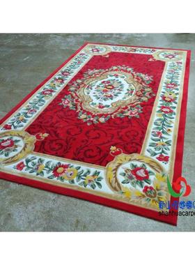 新西兰进口羊毛绿色式田园JIN花别朵墅客厅茶几地毯卧室客床房欧