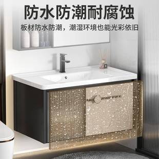 卫587生间脸现池洗台盆柜厂家 陶瓷一体盆浴室柜洗代漱简约挂墙式
