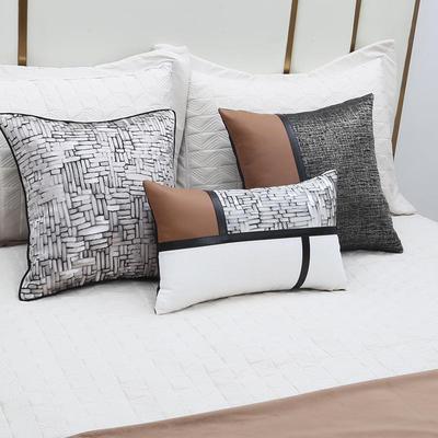 现代轻奢多件套咖色系样枕板SBN间床示品样板房售楼部床展上抱搭