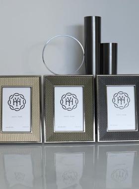 新款式立体轻奢编织FYN皮质厅相框摆台样板相间欧书房客装饰品框