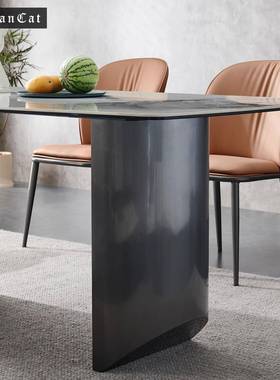 意式餐椅约餐厅椅背质软简包RTY书桌椅灰色皮轻奢椅子家用靠岩板